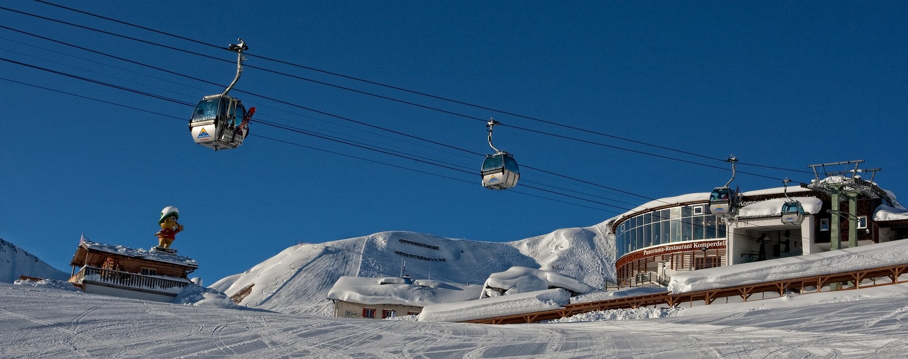 Komperdellbahn cable car Serfaus and the Komperdell Panoramic Restaurant | © Serfaus-Fiss-Ladis/Tirol